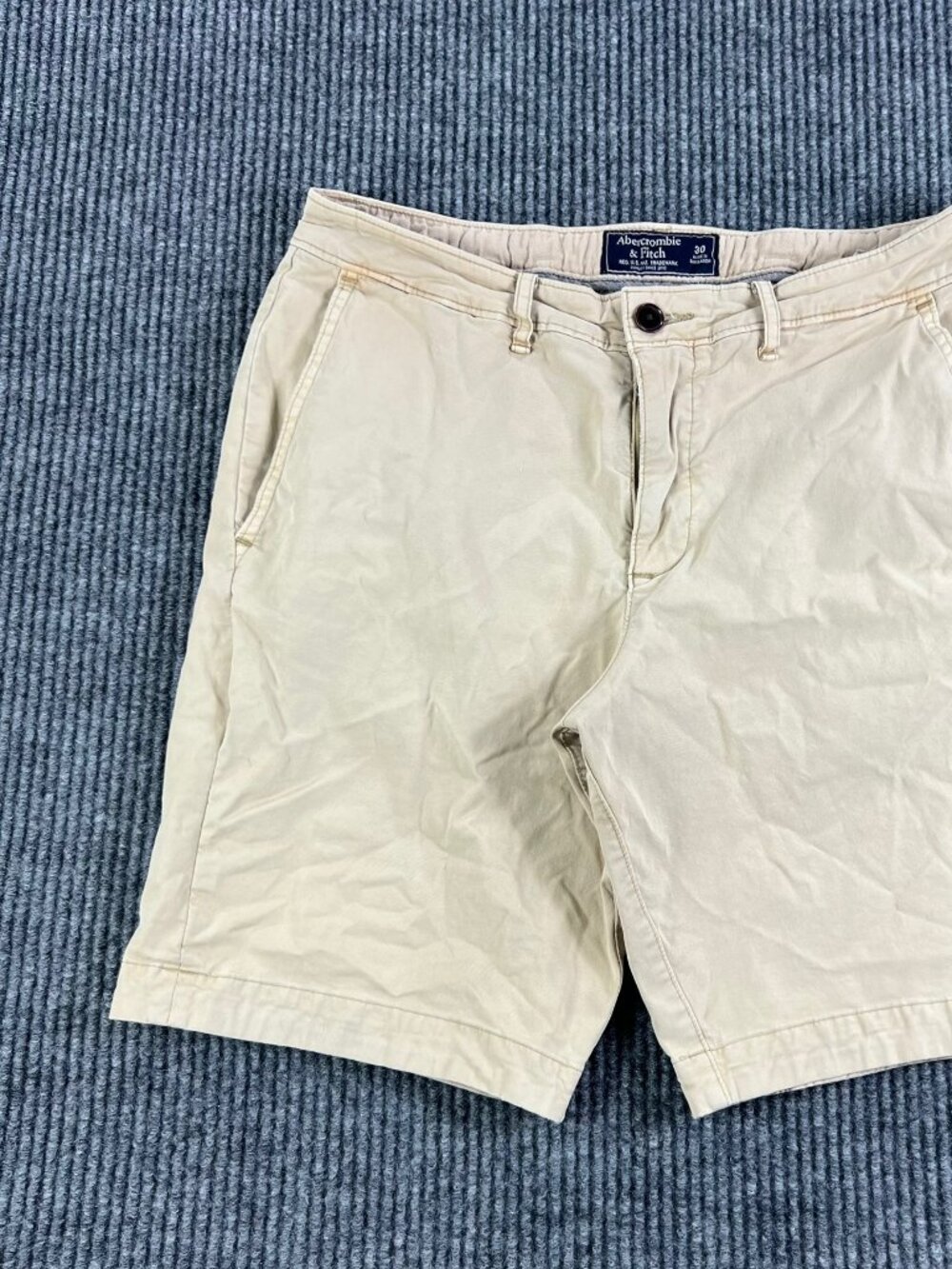 VTG Abercrombie Fitch Shorts Mens 30 Beige Chino Flat Front 8" Inseam Y2K